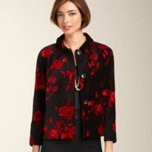 Talbots Roses Sweater Jacket Size 8